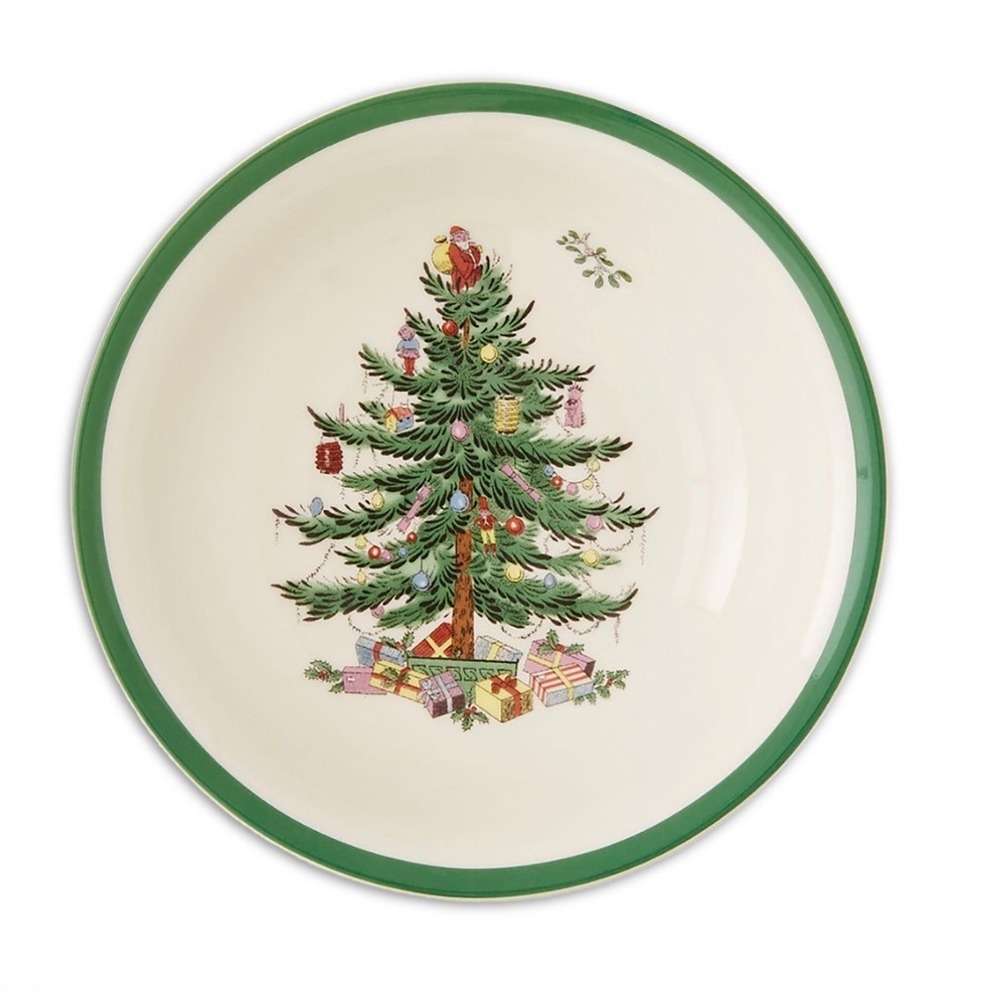 Spode Christmas Tree Bread Butter Side Plates Set 4 England S3324 P Green 6.5 in